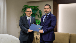 استقبل وزير الخارجية والمغتربين السيد أسعد حسن الشيباني اليوم سفير جمهورية الجزائر الديمقراطية الشعبية الجديد 31-8-2025.jpg