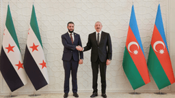 رئيس الجمهورية العربية السورية السيد أحمد الشرع والوفد المرافق له يلتقي رئيس جمهورية أذربيجان السيد إلهام علييف في قصر زوغولبا بالعاصمة باكو 12-7-2025-3.jpg