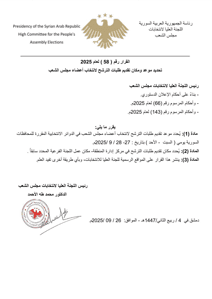 اللجنة العليا لانتخابات مجلس الشعب - القرار رقم 58 لعام 2025 - 26-9-2025.jpg