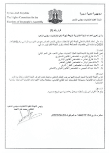 اللجنة العليا لانتخابات مجلس الشعب- القرار رقم (1) القاضي بتعيين أعضاء اللجنة القانونية.jpg