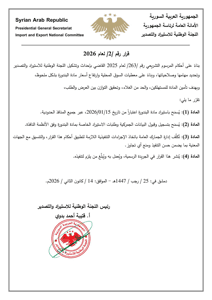 الهيئة العامة للمنافذ والجمارك- قرار رقم 2 لعام 2026.jpg