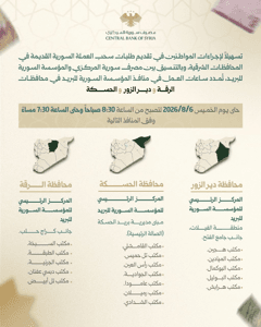 المكتب المركزي للإحصاء السوري تمديد ساعات العمل في منافذ المؤسسة السورية للبريد .jpg